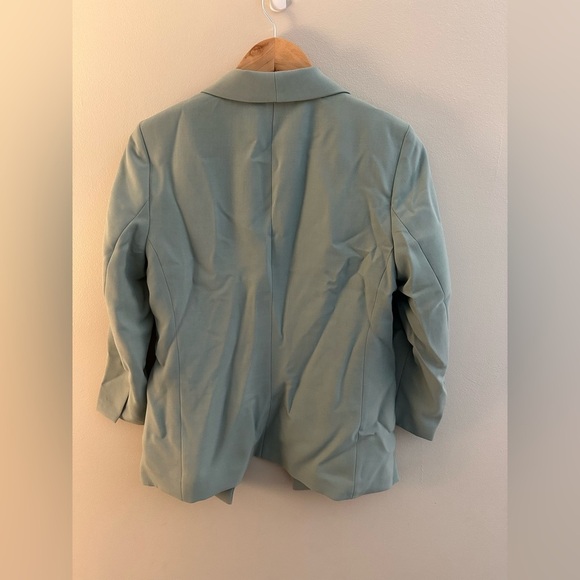 Women’s H&M Light Green Open Front Career Office Blazer Jacket 3/4 Sleeve Size S - Picture 2 of 4